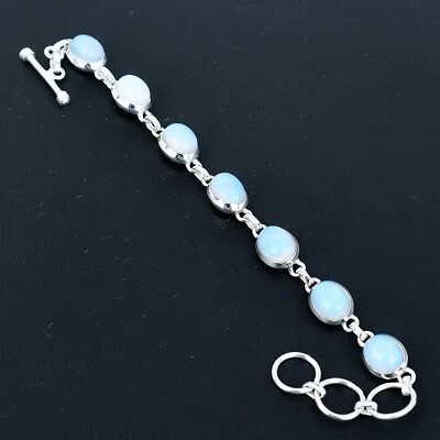 Milky Opale Gemma 925 Argento Sterling Bracciale Fatto a Mano Gioielli Regalo - Immagine 1 di 4