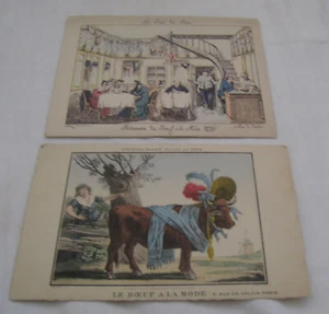 2 SCARCE 1907-15 “LE BOUEF A LA MODE” RESTAURANT PARIS POSTCARDS ENGRAVINGS “8 R - Bild 1 von 2