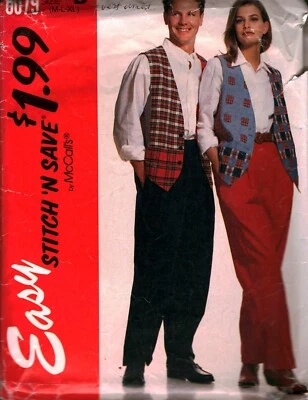 6079 Vintage McCalls SEWING Pattern Misses Mens Lined Vest Pants Waistcoat OOP - Image 1 of 2