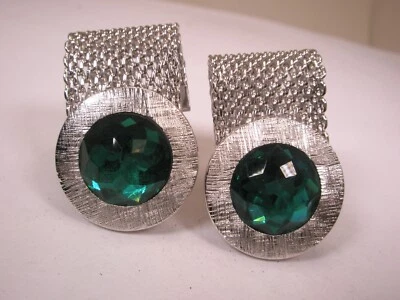 Gemelos vintage de malla envolvente con estrás verde oscuro Foto 1 de 4