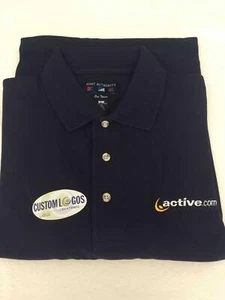 Herren active.com Logo Port Authority blau Poloshirt Größe Large L Mitarbeiter neu mit Etikett - Bild 1 von 5