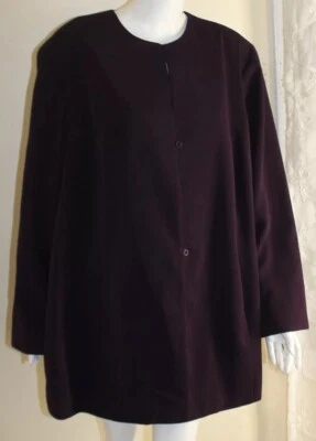 Silhouettes -Sz 24W 2X Round Neck Lovely Plum Basic Blazer Jacket Career  - Image 1 of 4