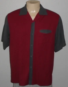 Camisa Retro Hipster Swing Lounge Rockabilly 100% Seda Botón Frontal 2 Tonos Hombres L - Imagen 1 de 6