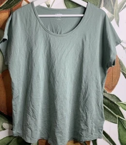 Camiseta Top Lands End Grande Verde Calce Cuadrado Algodón Mezcla Modal - Imagen 1 de 6