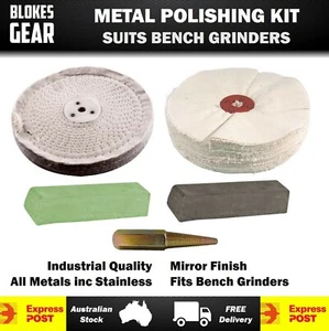 150mm Metal Buffing Polishing Kit for Bench Grinder (Buffs/Compounds/Spindle) - Picture 1 of 9