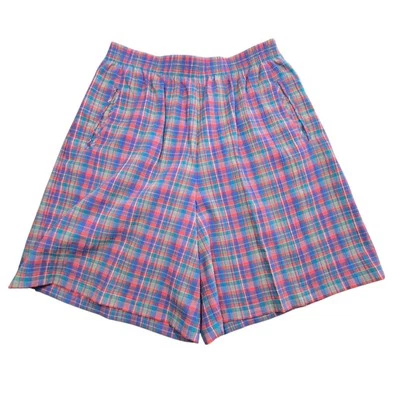 Korea Francisca Pink Plaid Culotte Shorts Pleated Front Women's XL High Wasted. - Image 1 of 4