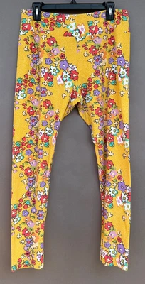 Leggings Lularoe T&C amarela floral Disney escondida Mickey Minnie Mouse super macia - Imagem 1 de 4