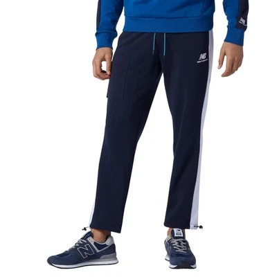 NEW BALANCE HOMBRES ATLETISMO POLAR PANTALONES DE CHÁNDAL JOGGERS AZUL MARINO BLANCO RETRO NUEVO CON ETIQUETAS Foto 1 de 4