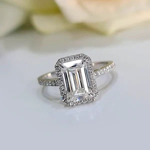 1.75 Ct Lab Created Emerald Diamond Wedding Ring IGI Certified 950 Platinum - Picture 1 of 12