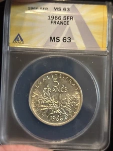 Frankreich 1966 5 Francs Silber Ms63 Anacs Stempelglanz - Bild 1 von 24