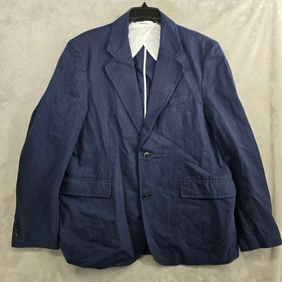 Alex Mill Cooper Blazer In Cotton Linen Navy Blue Mens XL Two Button Sport Coat - Image 1 of 4