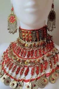 Jewellery (Afghan Traditional) Handmade Necklace , Ear Rings And Bindhya - Picture 1 of 4