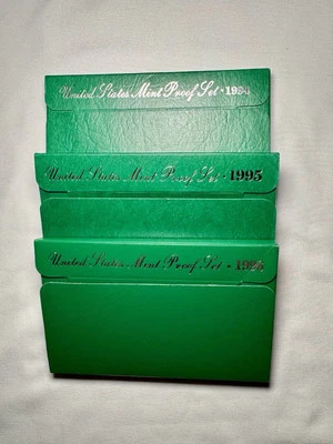 1994, 1995, & 1996 U.S. Mint Coin Proof Sets Green Boxes - Image 1 of 4