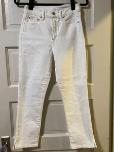 GAP Damen Optic White Jeans Vintage Slim High Rise 26/2P Seitenschlitze Saum Neu ohne Etikett - Bild 1 von 8