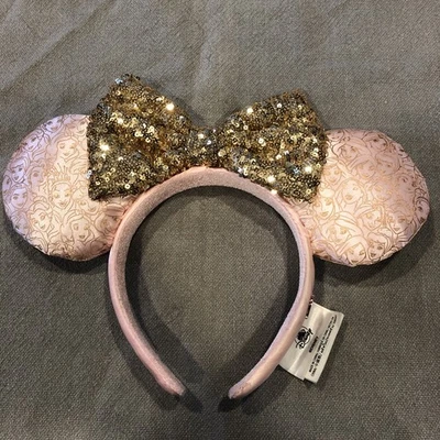 Обруч для волос с золотым бантом Disney-Parks Minnie Pink Princess с ушами Микки Мауса - Изображение 1 из 4