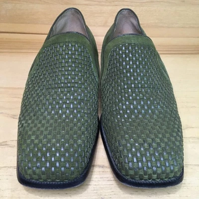 Giorgio Brutini Men’s Loafers Size 12 Green Suede Leather Basket Weave Woven - Image 1 of 4
