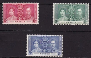 CEYLON #275-277 MNH 1937 CORONATION OF KING GEORGE VI & QUEEN ELIZABETH - Picture 1 of 1