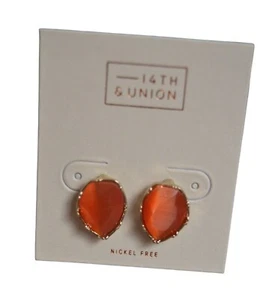 14th & Union Nickel Free Orange Faceted Stud Earrings With Gold Tone Trim - Picture 1 of 3