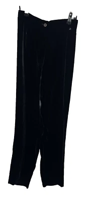 Calça Giorgio Armani Feminina Tamanho 8 Veludo Preto Cintura Alta Reta Feita na Itália - Imagem 1 de 4