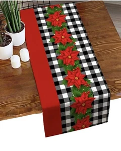 Tischläufer Weihnachten Weihnachtsstern Stechpalme Tischläufer Kommode 18x53 Zoll - Bild 1 von 4