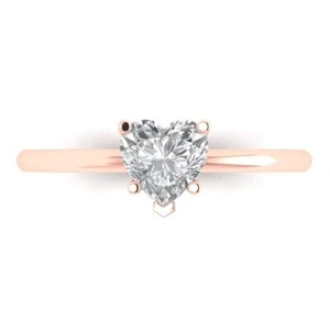 1.0CT HEART SHAPED CUT SOLITAIRE ENGAGEMENT Promise Bridal Ring 14K Rose gold - Picture 1 of 11
