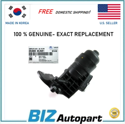 Genuine Oil Filter Housing for 12-19 Azera Santa Fe Sedona Sorento # 26300-3CAB1 Foto 1 de 4