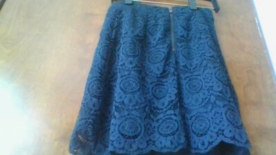 ¡Precioso encaje floral azul marino/negro para adolescentes! FALDA Hollister talla 0 forrada corta cremallera trasera  Foto 1 de 4