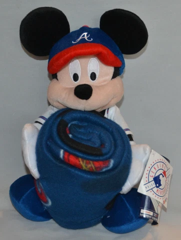 NEW! Disney MICKEY MOUSE - MLB Atlanta Braves - Throw & Plush - Blanket Cover