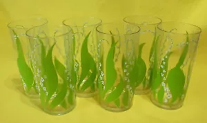 Vintage HJ Stotter 6 White Flowers Glasses Plastic Cups MCM Retro H.J. Flower - Picture 1 of 11