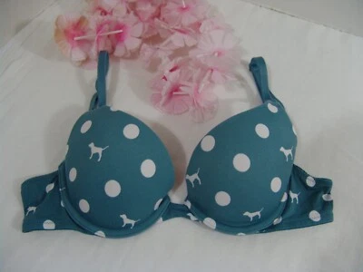 Sujetador Victoria's Secret ROSA 32A Wear Everywhere Push-up azul blanco perro Foto 1 de 4