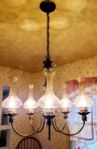 Vintage Hanging Chandelier Ceiling Light Six Arm - Picture 1 of 4
