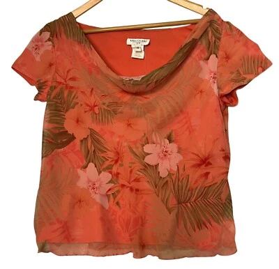 Miss Dorby 女式 10 码仙女花卉短袖衬衫透明覆盖橙色 — 第 1/4 张图片