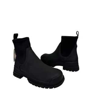 NWT ZARA Womens Black Leather Low Heel Rubberized Ankle Boot Size EU 37 US 6.5 - Picture 1 of 6