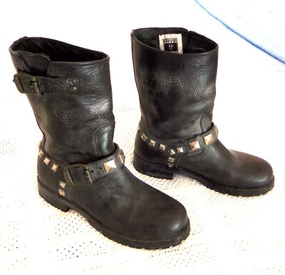 BOTAS FRYE Engineer de cuero negro con tachuelas plateadas 6,5 $$ Foto 1 de 4