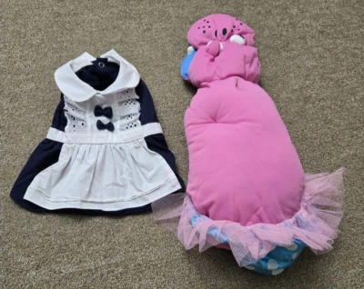 Pampet Pet Dog Puppy Pink Hippo Costume & Navy White Dress Size 2 - Image 1 of 4