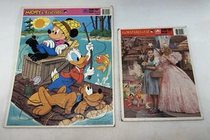 GOLDEN frame Tray Puzzle Disney Mickey and Friends Pluto Wizard of OZ 2 LOT-READ - Picture 1 of 14