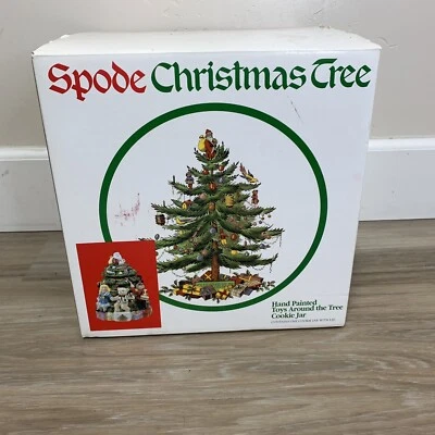 Spode Christmas Tree Cookie Jar Toys Around the Tree With Santa Lid 13" In Box - Image 1 of 4