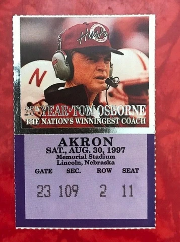 1997 NEBRASKA HUSKERS vs AKRON ZIPS FOOTBALL TICKET STUB   8/30/1997 Cover