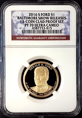 2016 S Proof Gerald Ford Dollar, NGC PF 70 Ultra Cameo, Baltimore Show Releases! - Image 1 of 4