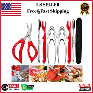 7 Pcs Seafood Tools Set Stainless Steel Crab Leg Crackers Lobster Utensils - Picture 1 of 10