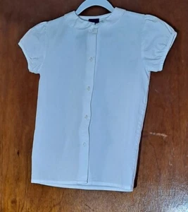 Acanthe Paris Girls White Cotton Button Up Shirt Short Puff Sleeve 8ans France - Picture 1 of 12