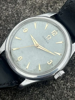 Omega Mens 1950’s Vintage Mechanical Silver Gold Black Watch Leather Strap (420) - Image 1 of 4