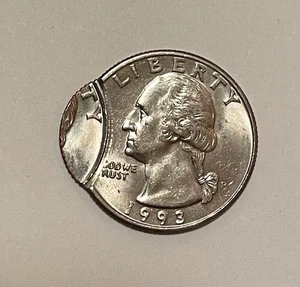 1993-P Washington Quarter double struck 2nd off center - US Mint error coin - NR - Picture 1 of 2