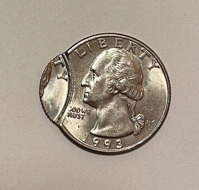 1993-P Washington Quarter double struck 2nd off center - US Mint error coin - NR - Image 1 of 2