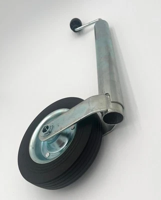 Stützrad D48 150kg Vollgummi Drucklager Anhängerstützrad Kurbel Spindel Metallra - Bild 1 von 4