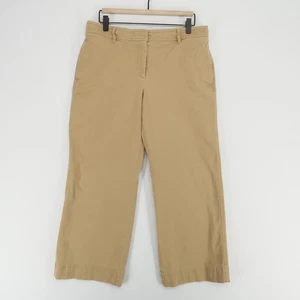 Ann Taylor Pants Womens Petite 10P Khaki Beige Cropped Stretch Wide Leg Chino - Picture 1 of 9