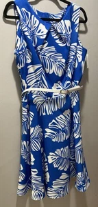 Dress Barn Sleeveless Blue and White Floral Dress Women's Size 16- New - Picture 1 of 14