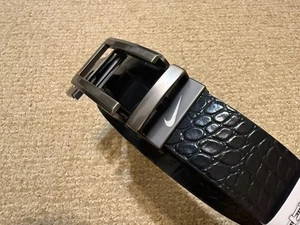 Nike Black Custom-Fit Leather Croco Golf Belt with Ultralight Buckle - Picture 1 of 6