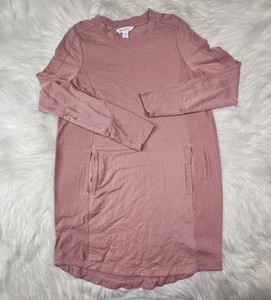 Athleta Langarm hellbraun Pullover Kleid dehnbar Damen Gr. (M) Ärmel Tasche - Bild 1 von 7
