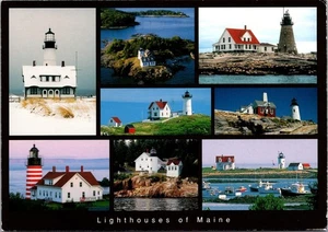 Cartolina Fari del MaineOtto Vedute del Faro Scenico nel Maine - Foto 1 di 2